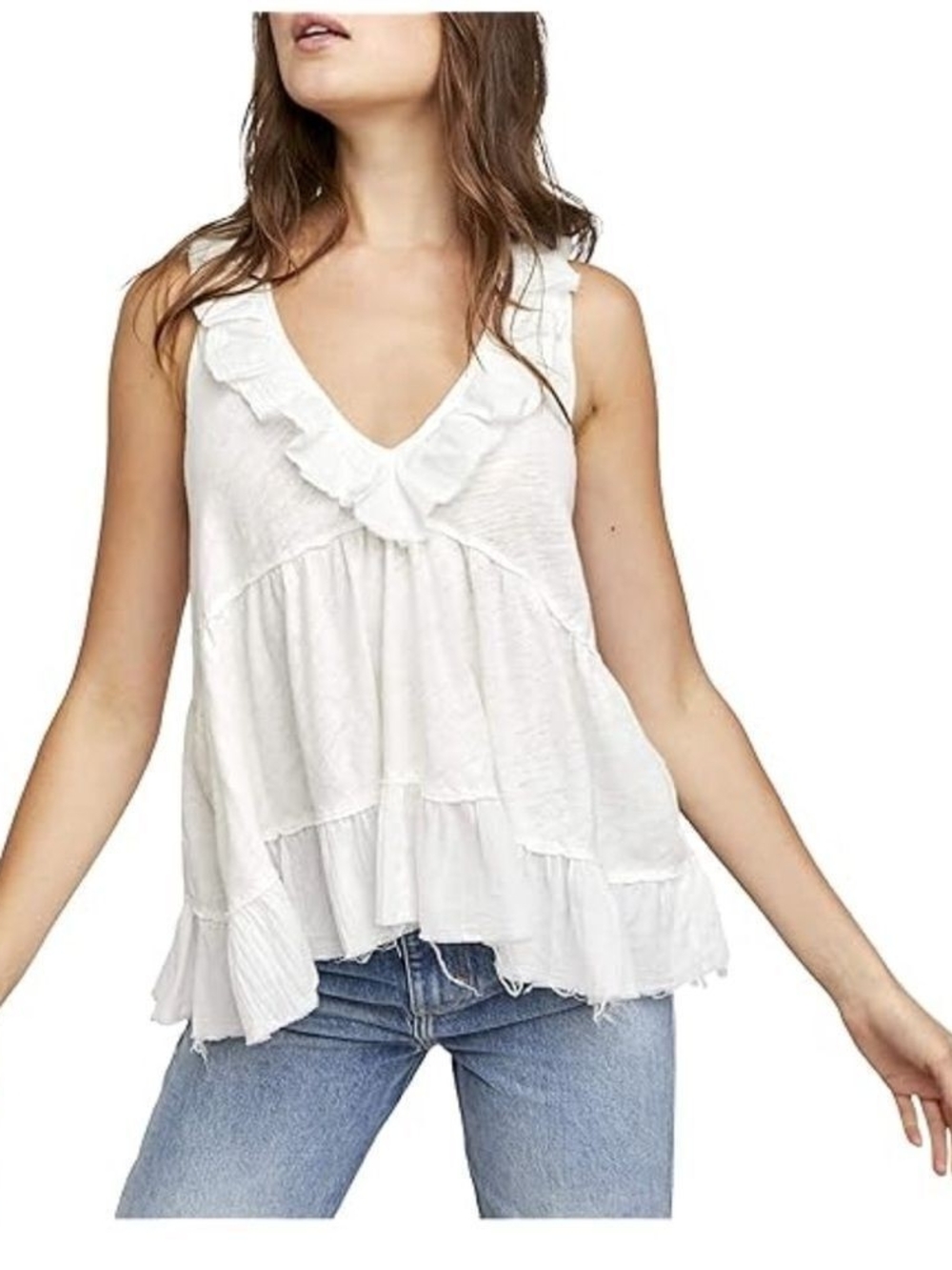 Free People Out and About Tank top shirt in Ivory Size small boho S